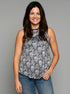 The Tie Back Tank -  Grey Floral / Grey Plaid